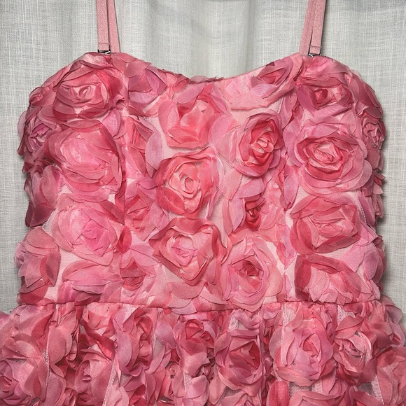 Dress the Population Dress Sasha Strapless Fit & Flare Mini NEW Pink 3D Floral - Picture 8 of 14